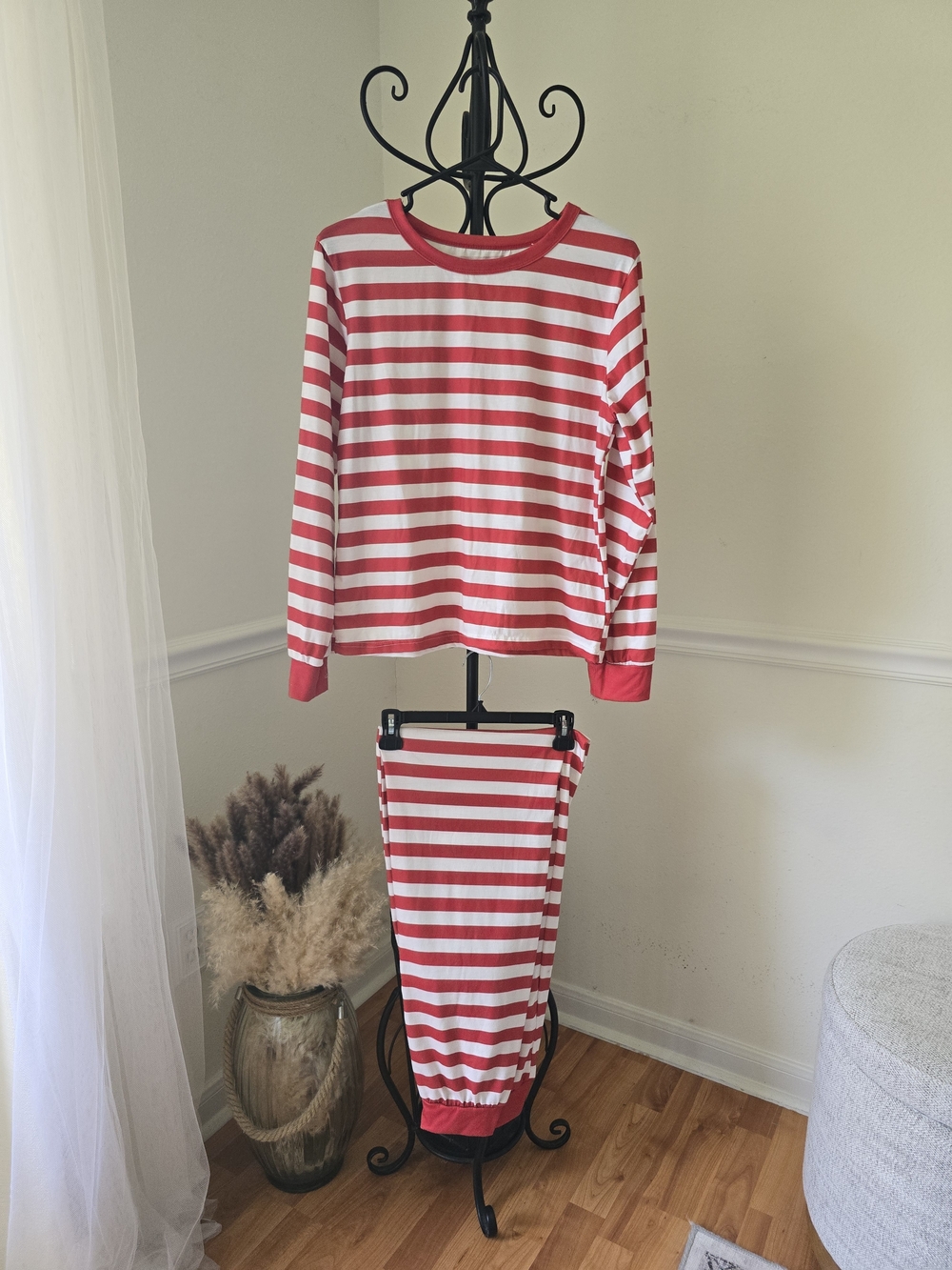Kids Red and White Stripe Pajama Set - Classic Comfort - Picture 2 of 10